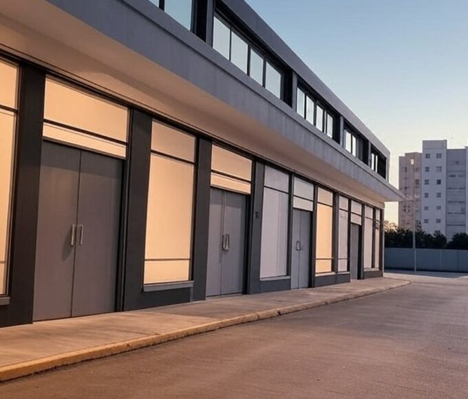 Fachada vazia de academia em Águas Claras, Brasília, enfrentando boicote após agressão a adolescente.