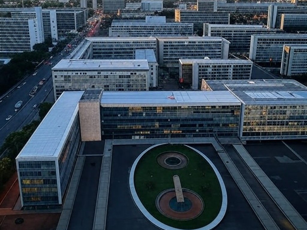Vista panorâmica da Esplanada dos Ministérios em Brasília, representando vagas de emprego no Distrito Federal com salários até R$ 2 mil.