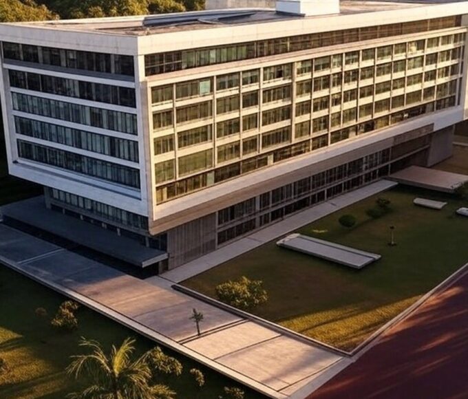 Edifício da Caesb em Brasília, simbolizando divulgação de resultados provisórios de avaliação em concurso.