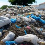 Pilha de lixo descartado irregularmente em rua do Guará, ameaçando saúde pública no Distrito Federal.