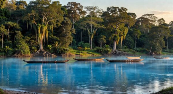 Vista panorâmica do Rio Tapajós na Amazônia brasileira, representando revogação de decreto de privatização após protestos indígenas.