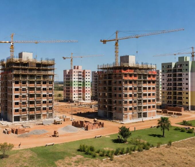 Complexo residencial Reserva do Parque com prédios modernos e áreas verdes no Distrito Federal, investimento de R$ 1 bi para 7 mil apartamentos.