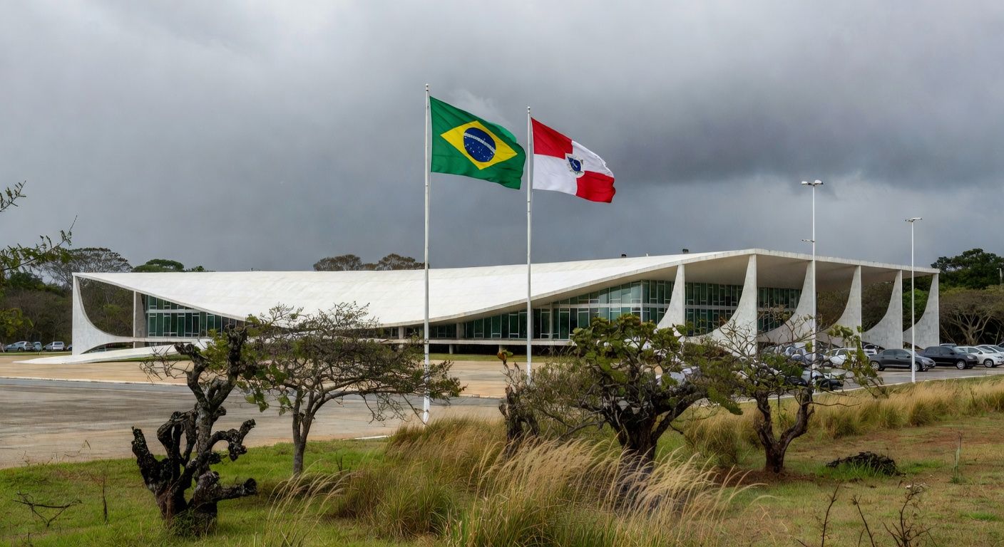Edifício da Câmara Legislativa do DF em Brasília, sob céu nublado, em meio a crises urbanas.