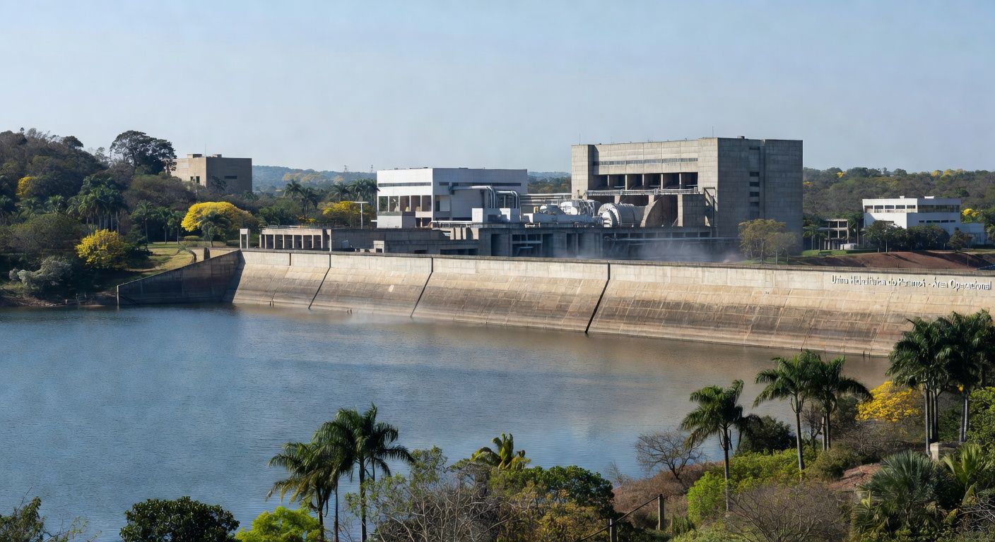 Vista da Usina Hidrelétrica do Paranoá em Brasília durante visita técnica do Instituto Brasília Ambiental.