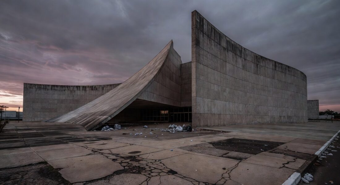 Edifício da CLDF em Brasília com documentos de seguros espalhados, representando homenagem polêmica e críticas por fraudes.