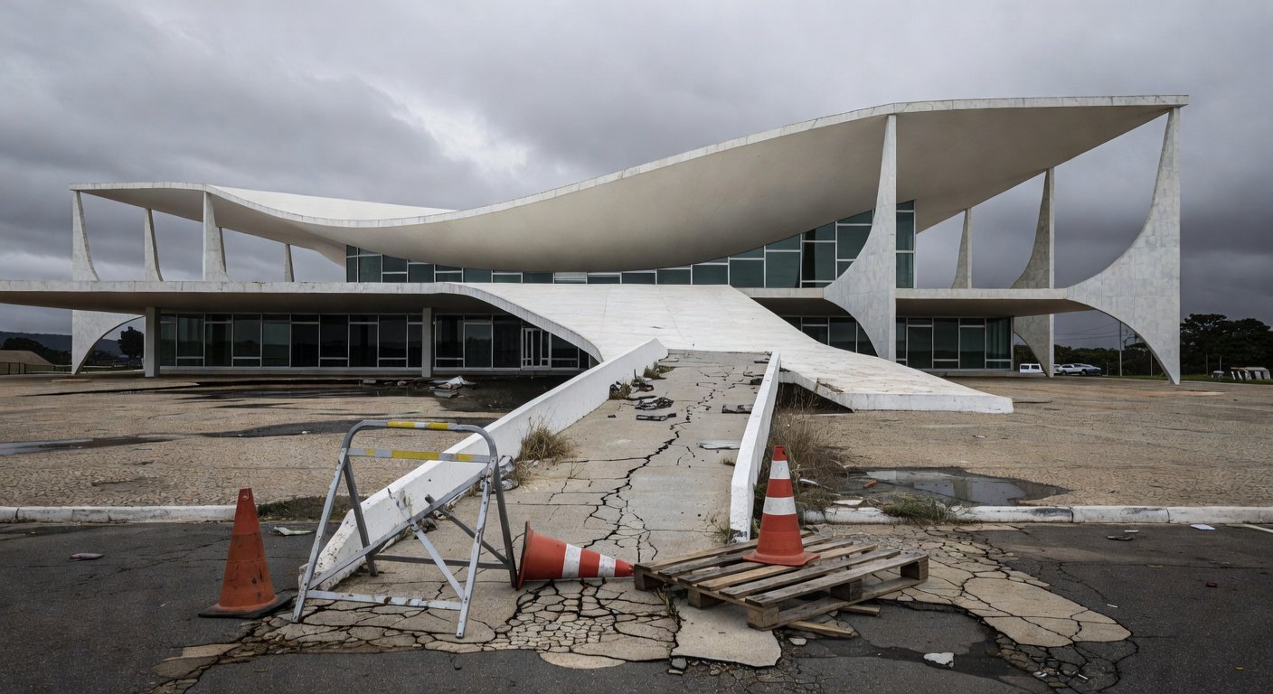 Fachada da CLDF em Brasília com decorações superficiais para o Dia da Síndrome de Down, em tom crítico de inclusão.