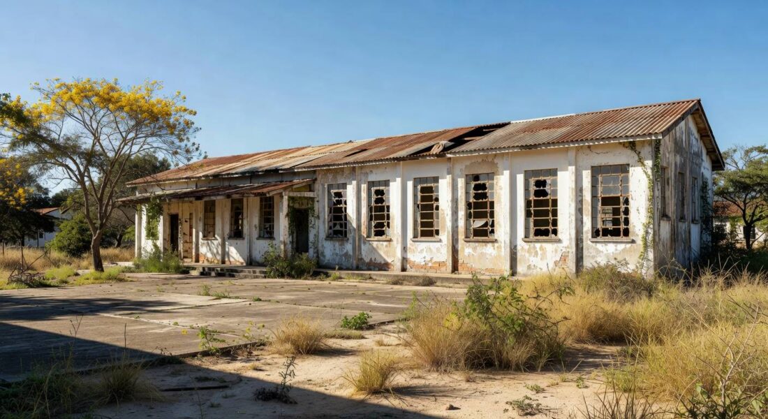 Escola pública antiga em Sobradinho, DF, com sinais de falta de investimentos e manutenção precária.