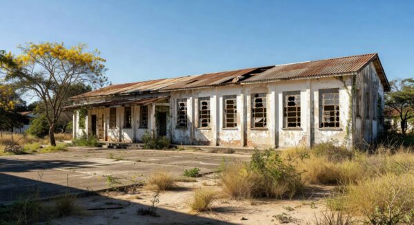 Escola pública antiga em Sobradinho, DF, com sinais de falta de investimentos e manutenção precária.