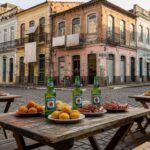 Boteco tradicional em rua de Belo Horizonte com petiscos e edifícios em revitalização, representando estreia no Comida de Buteco.