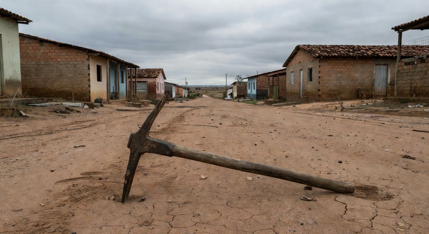 Casa isolada com fita policial em Águas Lindas de Goiás, cena de tragédia familiar.