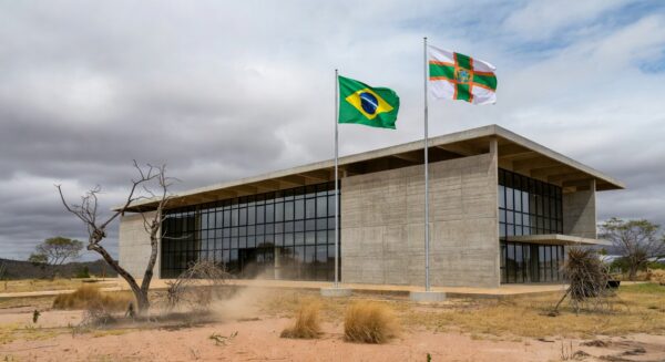 Fachada de tribunal em Planaltina, DF, simbolizando julgamento de chacina no Centro-Oeste.