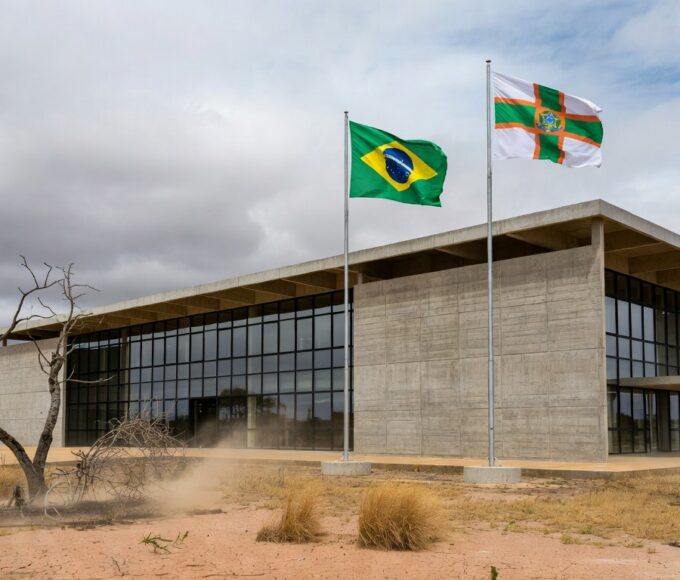 Fachada de tribunal em Planaltina, DF, simbolizando julgamento de chacina no Centro-Oeste.