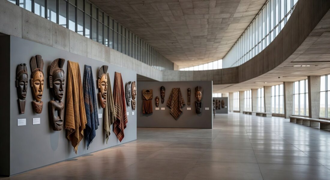 Exposição africana restrita e simbólica na Câmara do DF em Brasília.