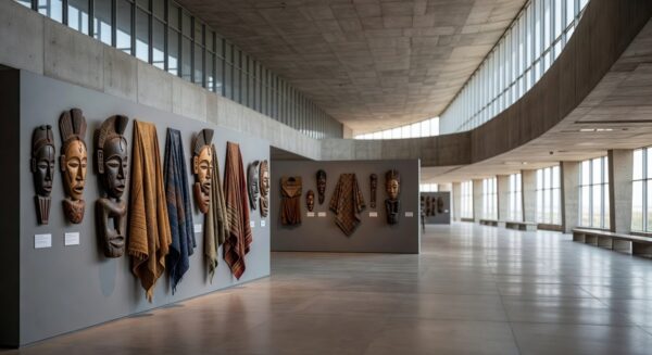 Exposição africana restrita e simbólica na Câmara do DF em Brasília.