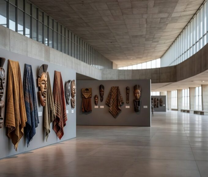 Exposição africana restrita e simbólica na Câmara do DF em Brasília.