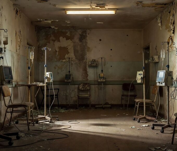 Sala de infusão precária em hospital público do Distrito Federal