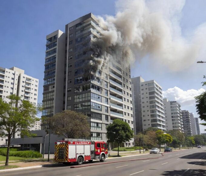 Incêndio em edifício residencial em Águas Claras deixa danos Imagens cedidas ao Correio - Imagens cedidas ao Correio