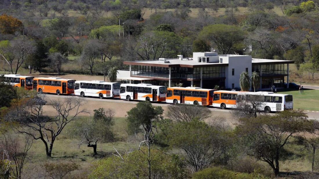 Ônibus de transporte gratuito para restaurantes comunitários no DF durante paralisação