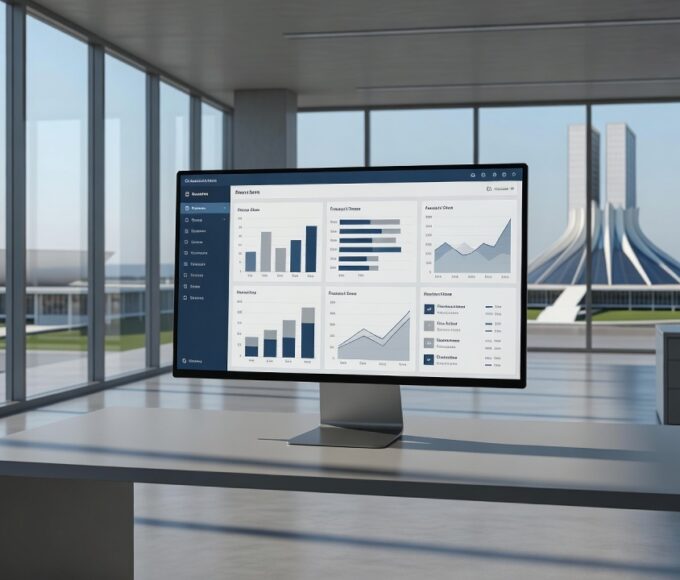 Tela de computador com interface de IA para atendimento ao cidadão da Caesb