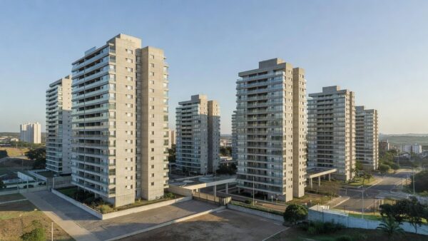 Prédios residenciais em Brasília representando desistência de compra por crédito negado