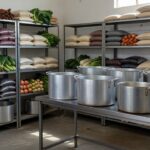 Cozinha solidária em Brasília com equipamentos para preparo de refeições