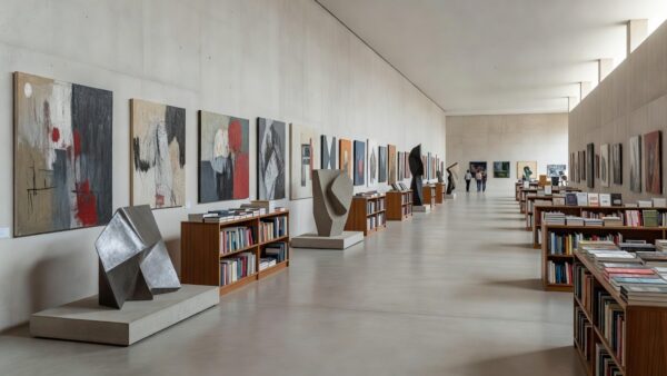 Mostra de arte e literatura na Câmara do DF com obras expostas em espaço vazio