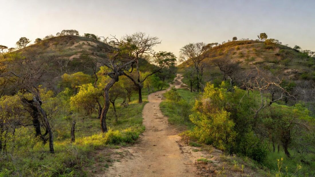 Trilha ecológica no cerrado do Distrito Federal para caminhada