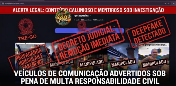 Desembargadora eleitoral manda Meta retirar deepfakes contra candidato Tormin em Goiás