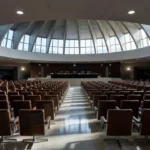 Fachada da CLDF em Brasília sob luz sombria, simbolizando homenagem e críticas à lentidão do Judiciário