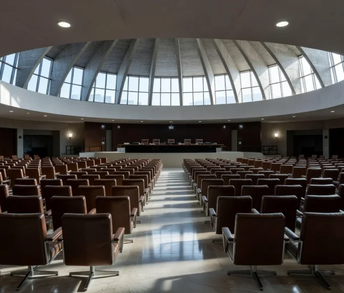 Fachada da CLDF em Brasília sob luz sombria, simbolizando homenagem e críticas à lentidão do Judiciário