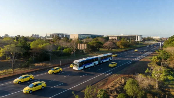 Táxis no corredor do BRT Sul em Brasília