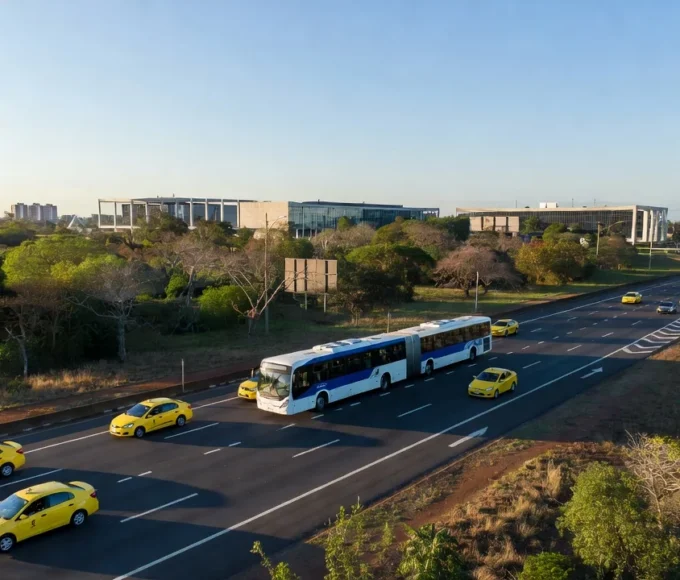 Táxis no corredor do BRT Sul em Brasília