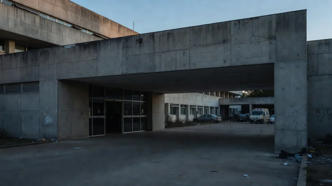 Rua sem calçada ao lado de unidade de saúde no DF