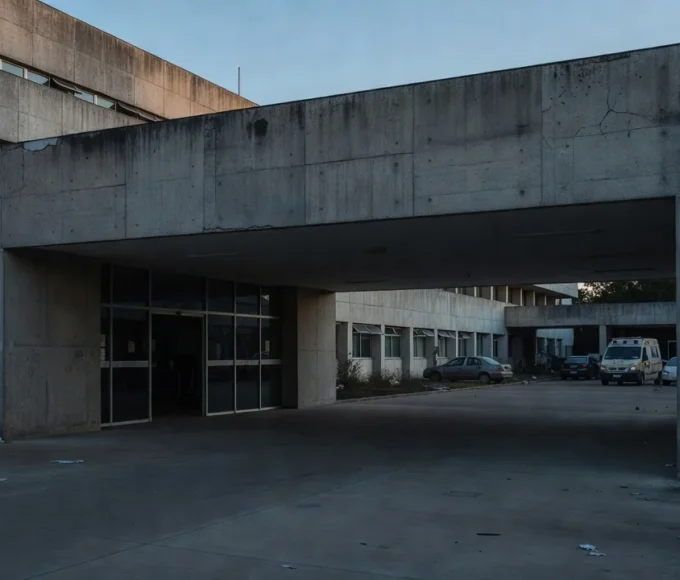 Rua sem calçada ao lado de unidade de saúde no DF