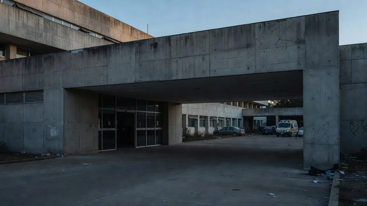 Rua sem calçada ao lado de unidade de saúde no DF