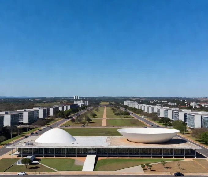 Congresso Nacional em Brasília com céu sem drones durante restrições de voo no 7 de Setembro