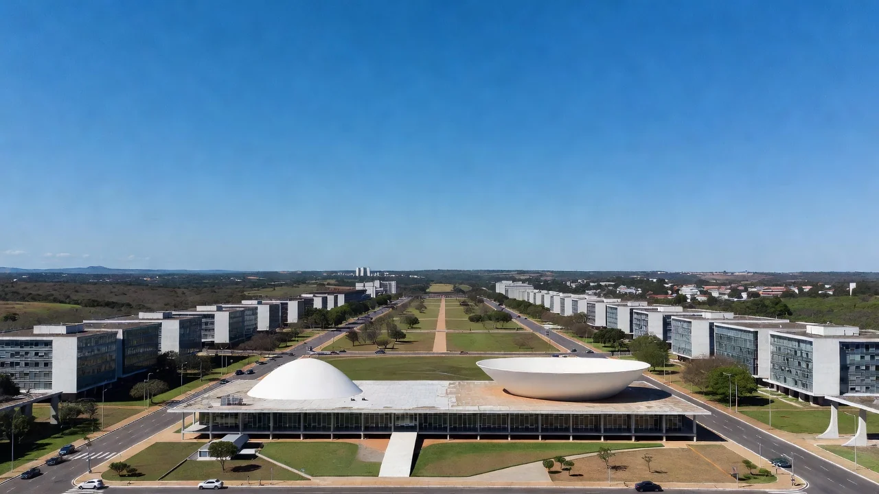 Congresso Nacional em Brasília com céu sem drones durante restrições de voo no 7 de Setembro