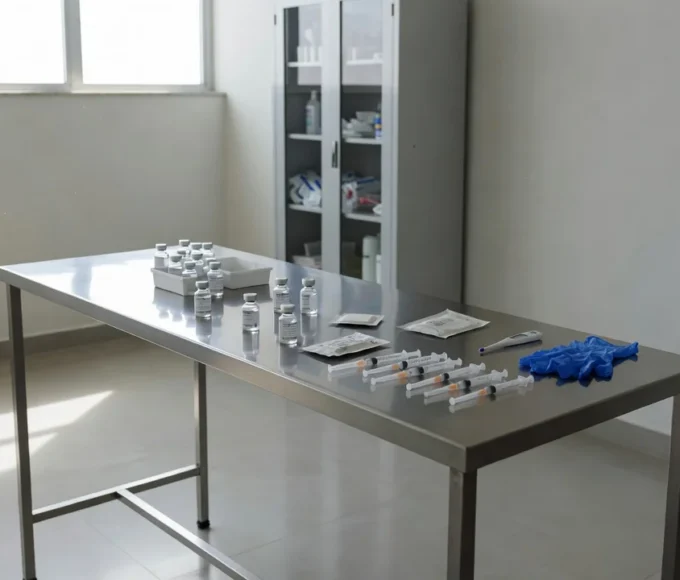 Unidade de saúde no DF com materiais para multivacinação