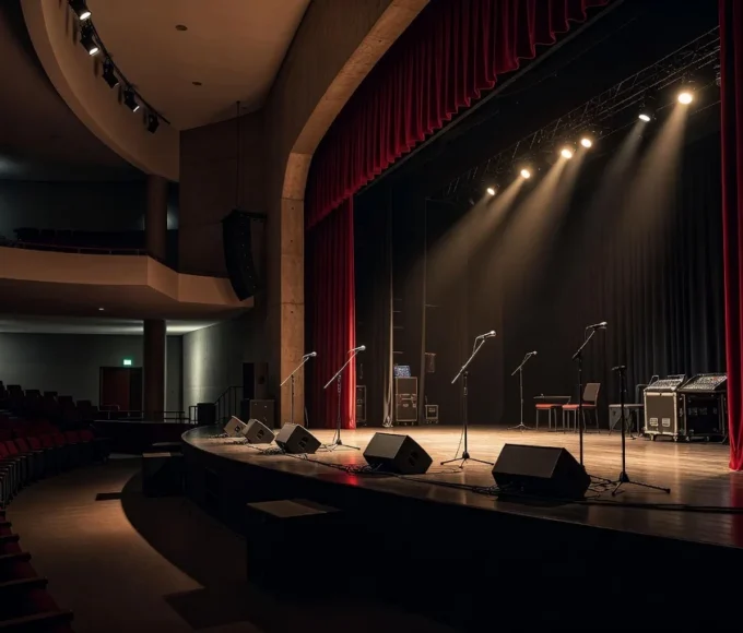 Palco do Sesc-DF preparado para show em comemoração aos 80 anos do Sistema Comércio