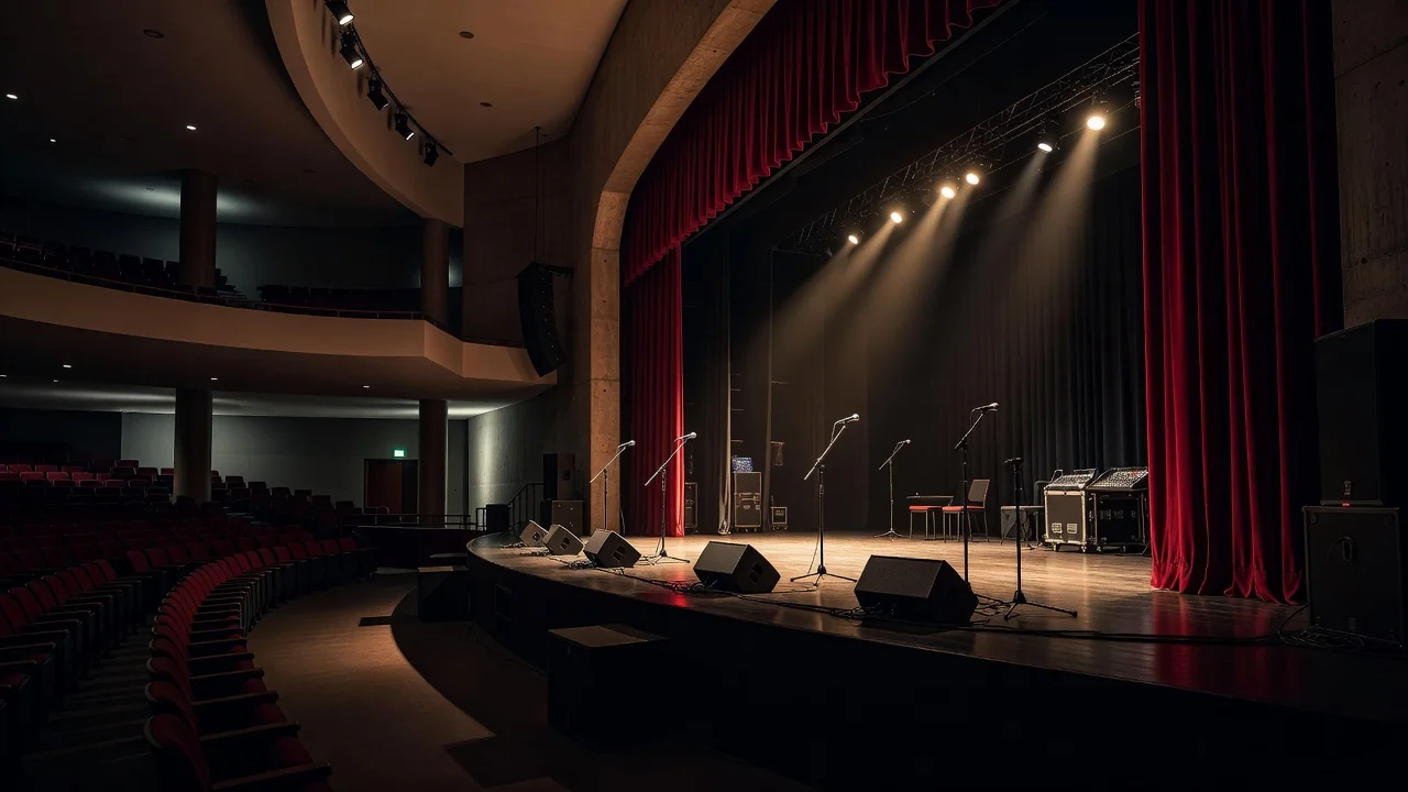 Palco do Sesc-DF preparado para show em comemoração aos 80 anos do Sistema Comércio
